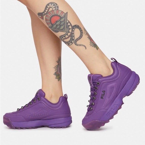 NIB Fila Women's Disruptor II Autum Sneakers Purple Size 7 Lace Up Chunky Shoe - Picture 1 of 10